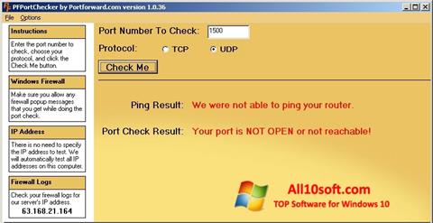 Screenshot PFPortChecker Windows 10