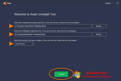 Screenshot Avast Uninstall Utility Windows 10