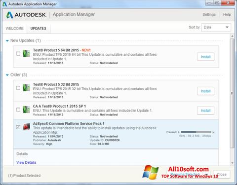 Screenshot Autodesk Application Manager Windows 10