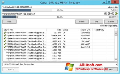 Screenshot TeraCopy Windows 10