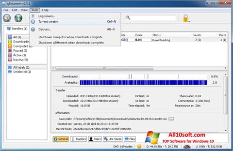 Screenshot qBittorrent Windows 10